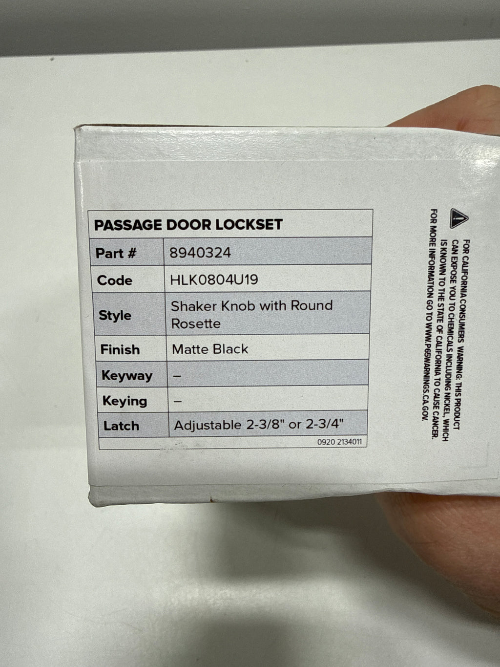 Miseno Mlk4080 Tuscora Shaker Passage Door Knob Set - Black