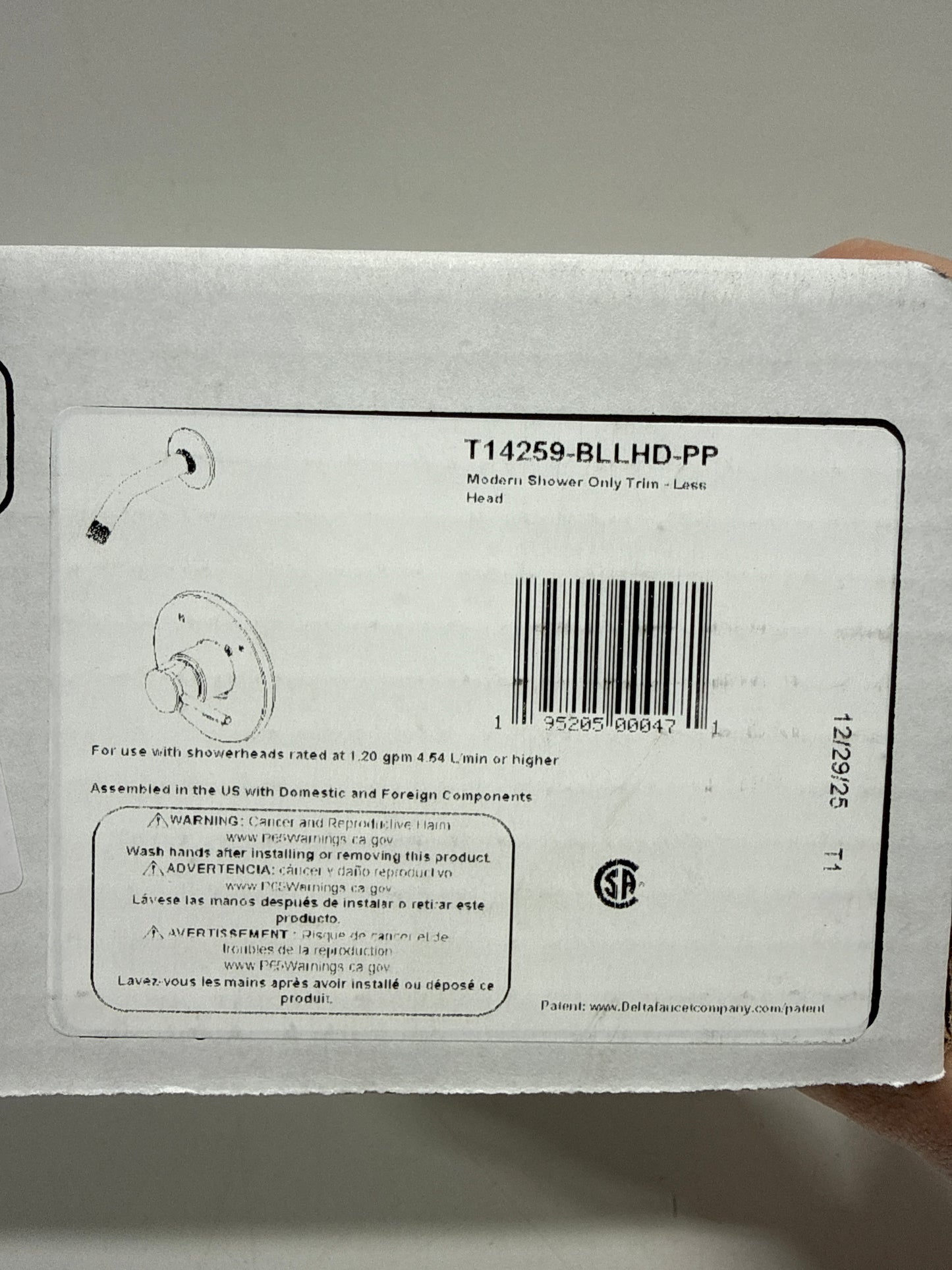 Delta T14259-LHD-PP Modern Shower Only Trim Package - Less Shower Head Matte Black