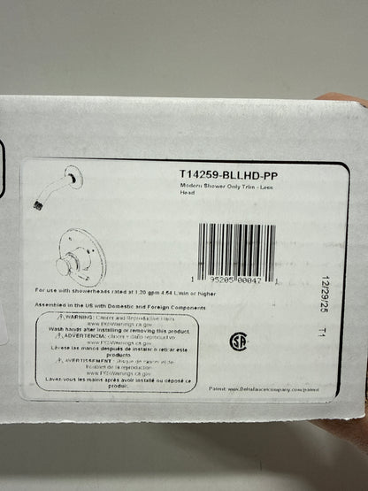 Delta T14259-LHD-PP Modern Shower Only Trim Package - Less Shower Head Matte Black