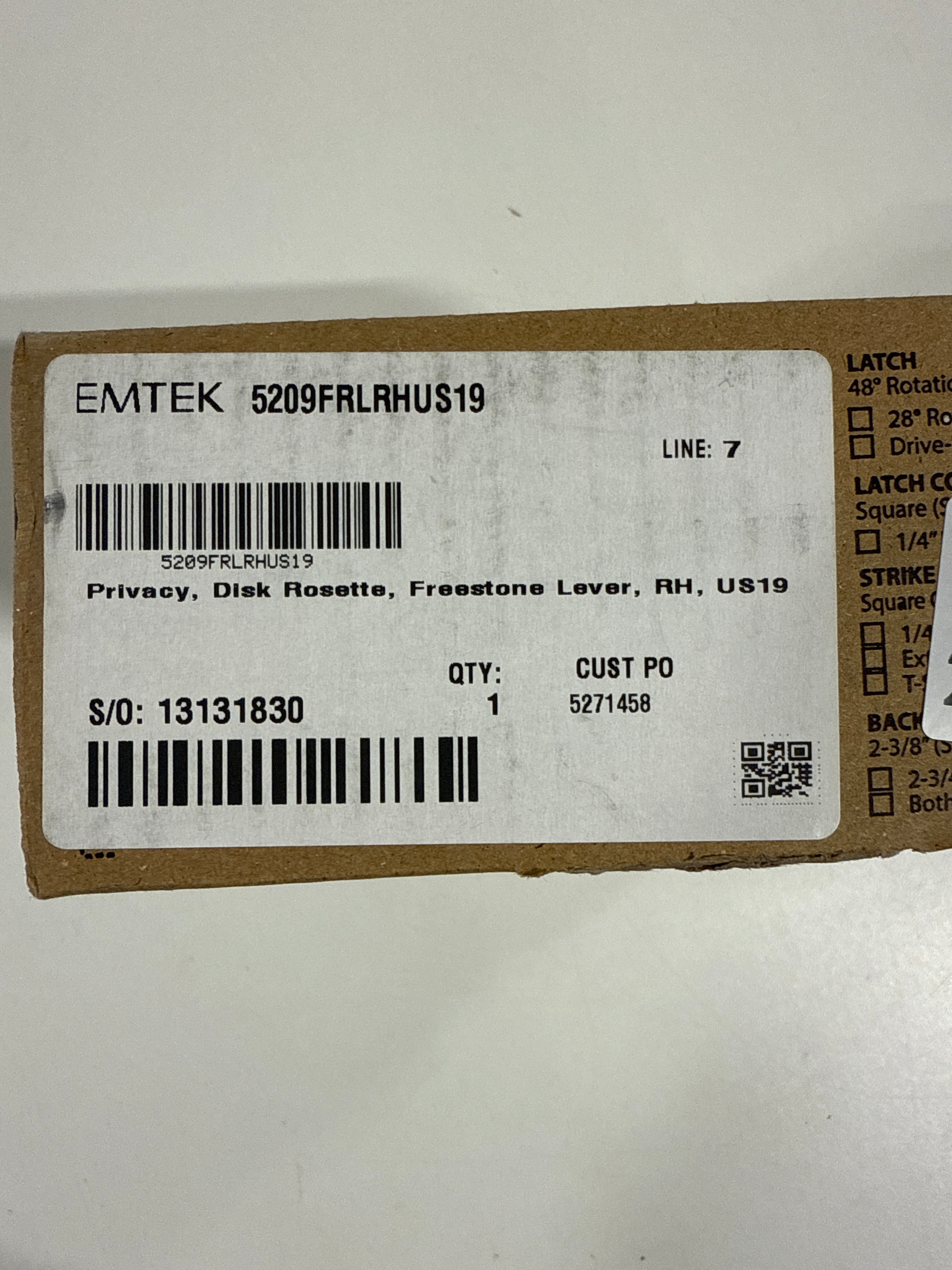 Emtek Freestone Privacy Leverset w/ Disk Rosette Flat Black RH - 5209-FRL-US19-RH - *Tools Hardware & Misc