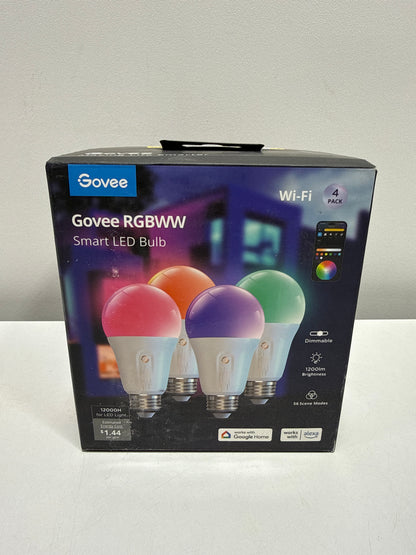 Govee A19 Wi-Fi 1200LM RGBWW LED Smart Light Bulb Wi-Fi & Bluetooth Light Bulbs Dimmable Color Changing 85W Equivalent Bulbs 4 Packs