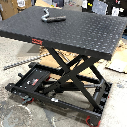 See Desc BestEquip Hydraulic Scissor 500LBS Capacity, Cart Lift Table Cart 28.5-Inch Lifting Height, Manual Scissor Lift Table w/ 4 Wheels and Foot Pump