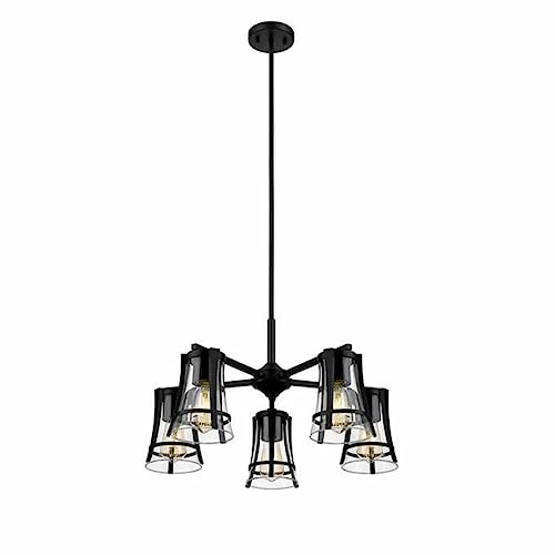 Missing Parts OVE Decors Joakim 5-Light Chandelier with Black Finish Metal Glass Dome
