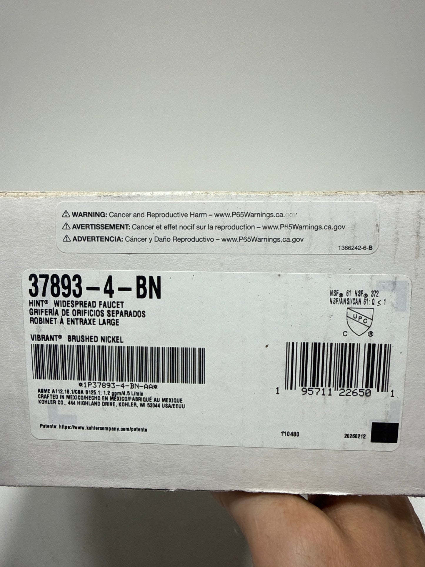 Kohler Hint Widespread Faucet K-37893-4-BN