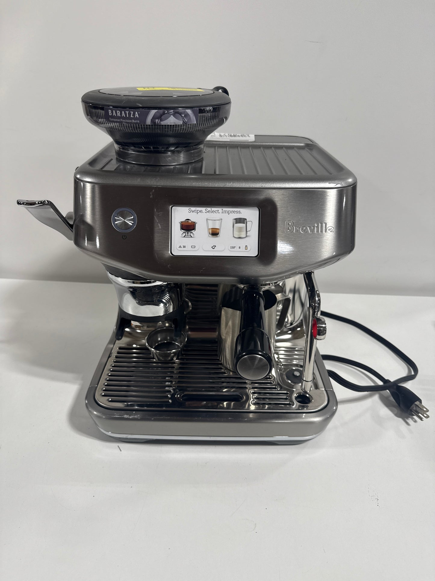 Scratch & Dent Breville the Barista Touch Impress Espresso Machine with Grinder & Milk Frother, Espresso Maker with Assisted Tamping, Cappuccino & Latte Machine
