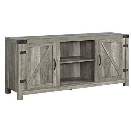 58 Barn Door TV Stand with Side Doors in Grey Wash - Walker Edison