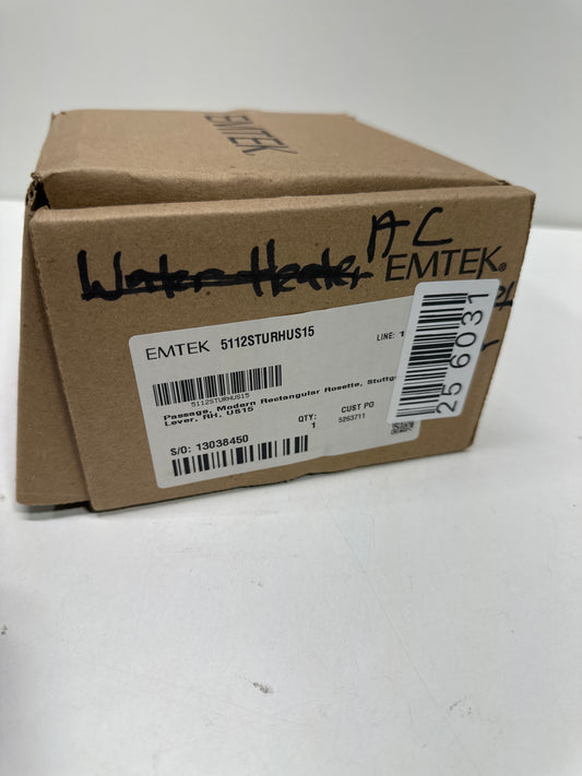 Emtek Stuttgart Right Handed Passage Door Lever Set with Modern Rectangular Rose from the Brass Modern Collection