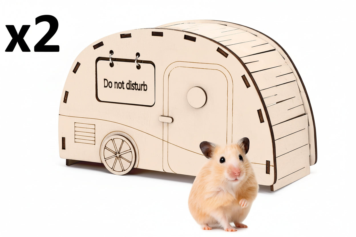 2 x CypherX Wooden Hamster Hideout Hamster Toys Small Animals Cage Accessories for Hammie and Other Small Pets