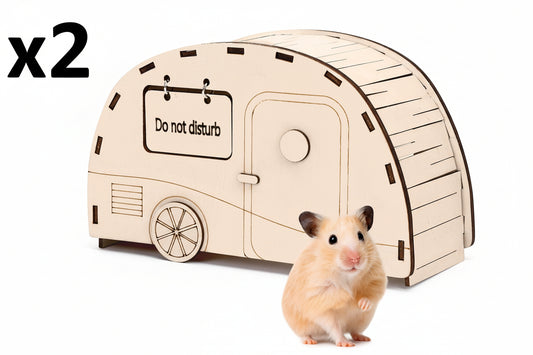 2 x CypherX Wooden Hamster Hideout Hamster Toys Small Animals Cage Accessories for Hammie and Other Small Pets