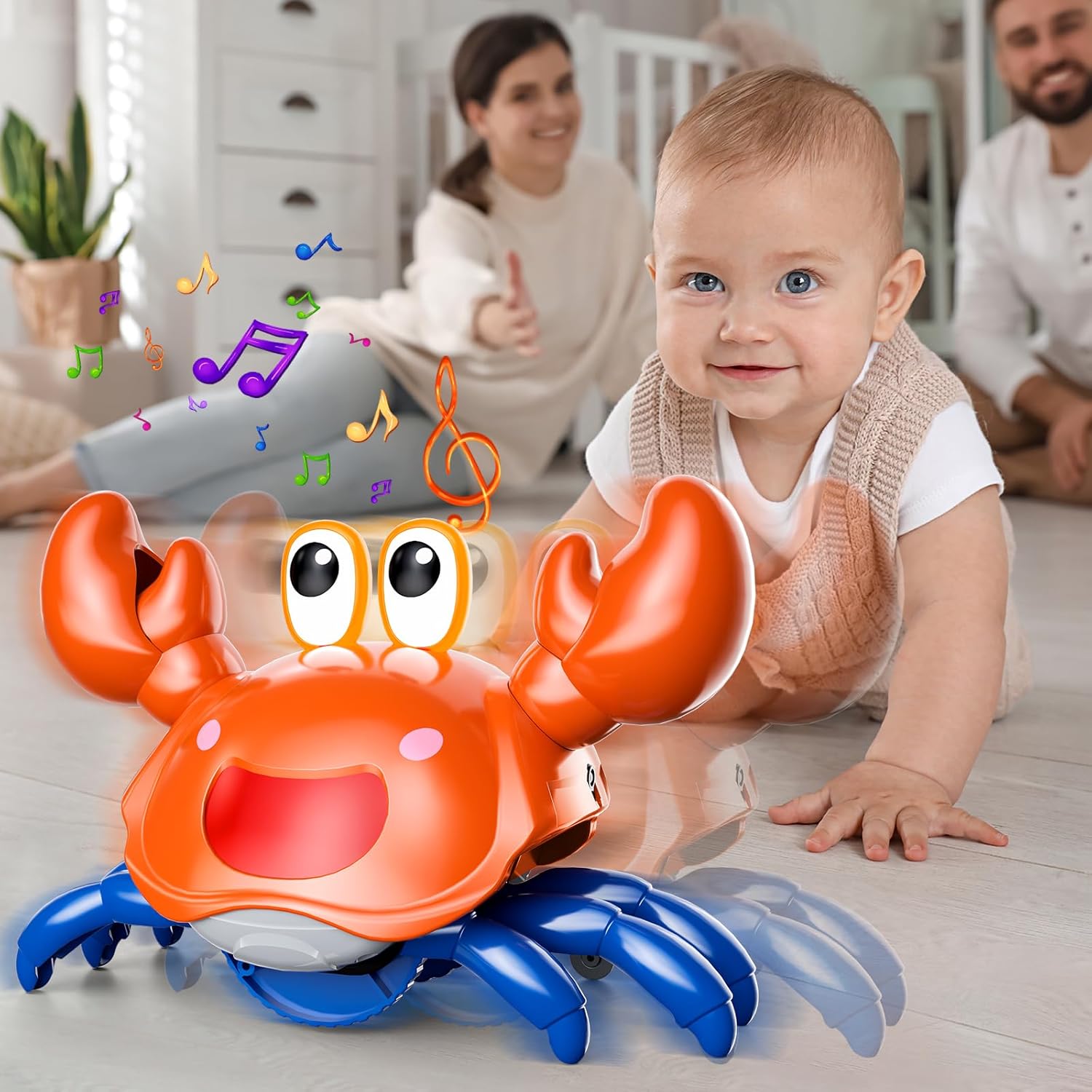Crawling Crab Baby Toy Infant Tummy Time Walking Dancing Moving Crab Toys for Babies Toddler Birthday Gifts - *Baby &