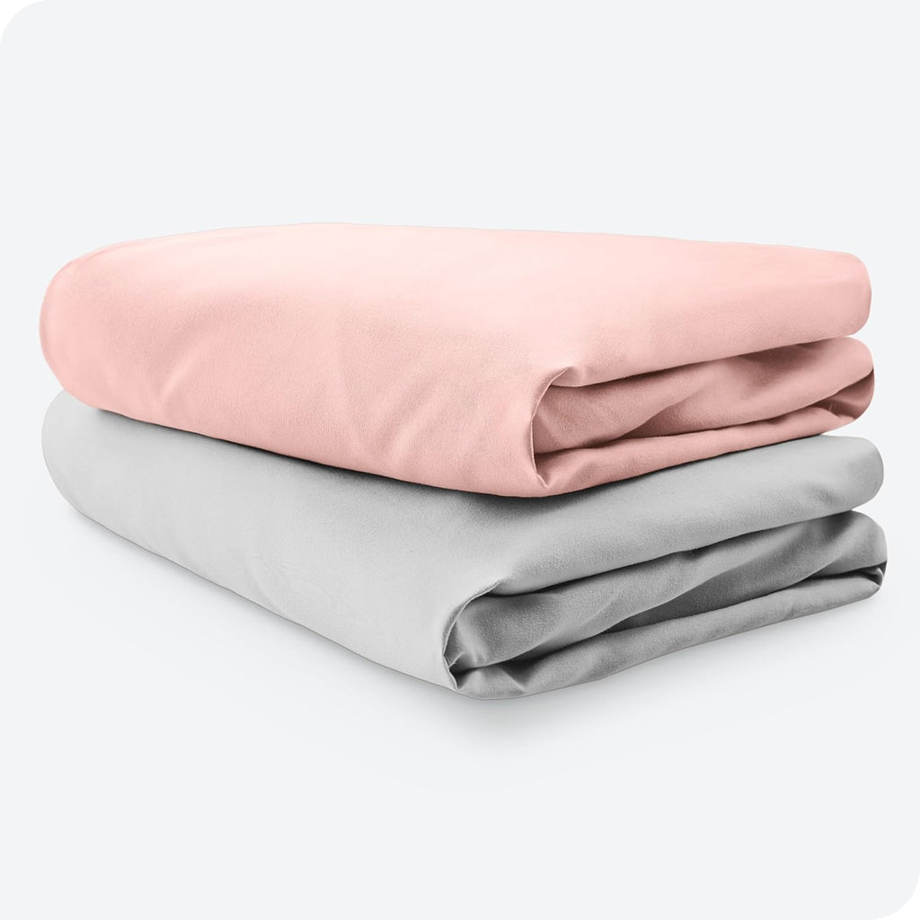 Bare Home 2-Pack Fitted Crib Sheets - Premium 1800 Ultra-Soft Microfiber - Breathable - Baby Sheet - for Boys & Girls - Fits Standard Crib and Toddler Mattresses (Pink Slipper/Cloud Grey)