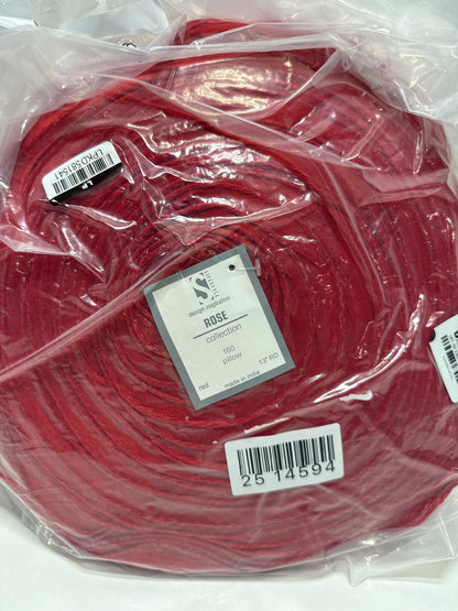 13’’x13’’ Rose Design Poly Filled Square Throw Pillow Red - Saro Lifestyle: Floral Decorative Cushion Indoor