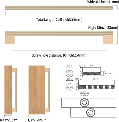 ROMATEE 10 Pack 10 Inch Hole Center(254mm) Gold Knurled Cabinet Pull Kitchen Cabinet