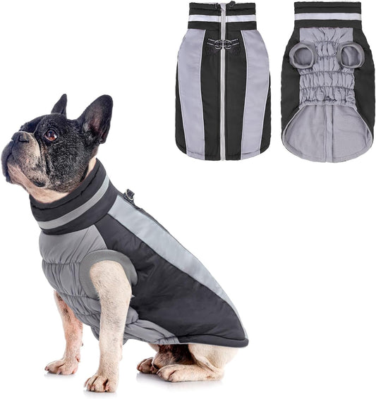 BEAUTYZOO Warm Dog Winter Coat with Harness, Waterproof Dog Jackets for Small Medium Large Dogs,Windproof Reflective Dog Fleece Puffer Vest,Winter Dog Clothes Outfit Apparel for Cold Weather