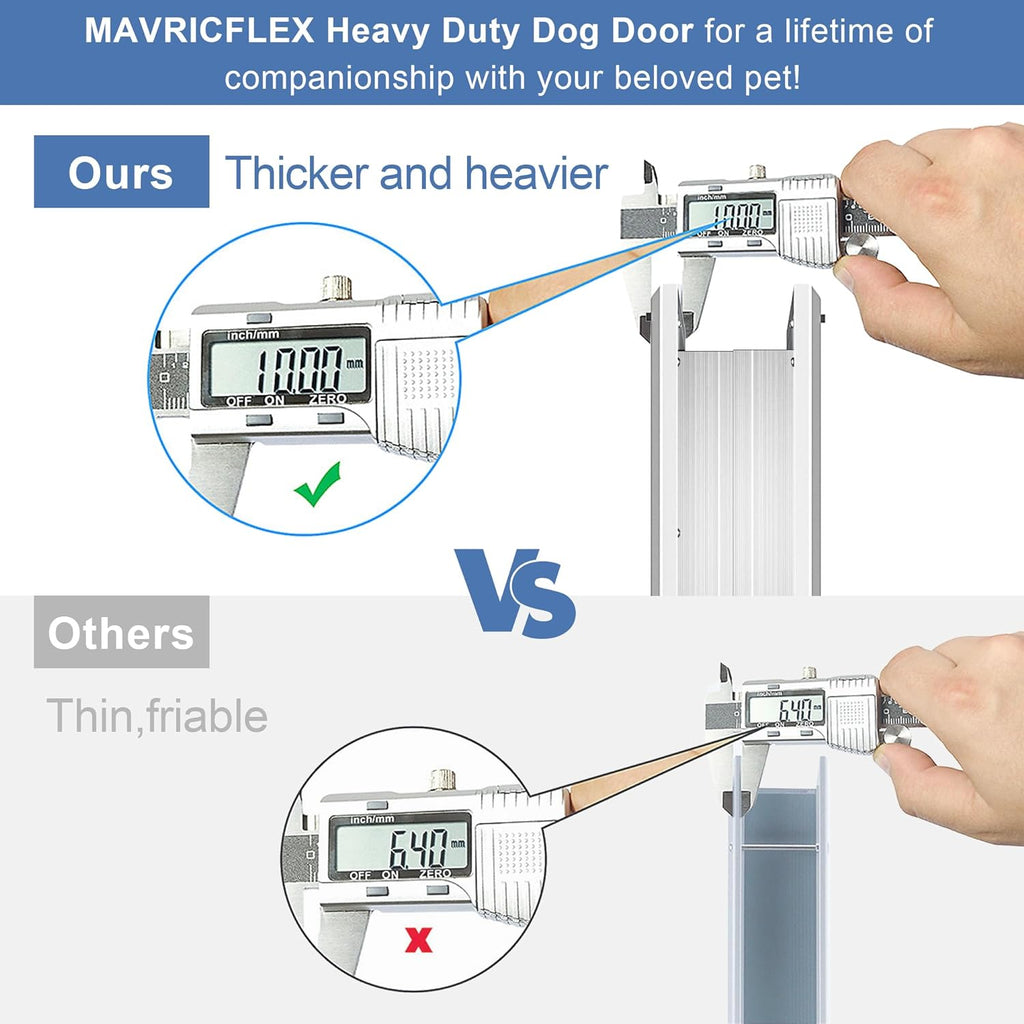 Heavy Duty Dog Door,Energy Efficient Rugged Aluminum Frame,Doggy Door with Double Sliding Lock Panel Easy Installation