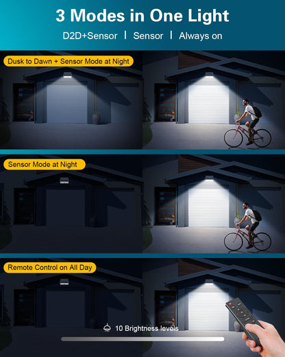 Solar Motion Sensor Flood Lights Outdoor, 1000LM Dusk to Dawn Security Lights, 3 Lighting Modes, Remote Control, Brightness Adjustable, IP65 Waterproof for Street, Yard, Garage,1 Pack