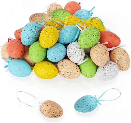 36 Charming Colorful Speckled Easter Eggs with Hanging Loops