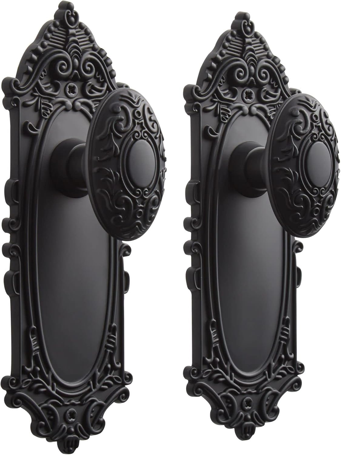 Signature Hardware 480936 Valma Solid Brass Passage Door Knob Set with Adjustable 2-3/8" or 2-3/4" Backset - Matte Black