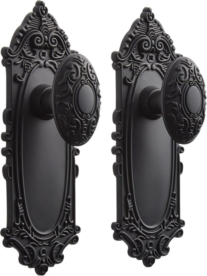 Signature Hardware 480936 Valma Solid Brass Passage Door Knob Set with Adjustable 2-3/8" or 2-3/4" Backset - Matte Black