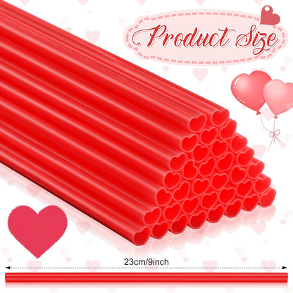 Zubebe Mother's Day Heart Shaped Plastic Drinking Straws Plastic Disposable Straw Reusable Plastic Straws for Birthday Party Decorations Bridal Shower Wedding Graduations Supplies(Red, 1000 Pcs)