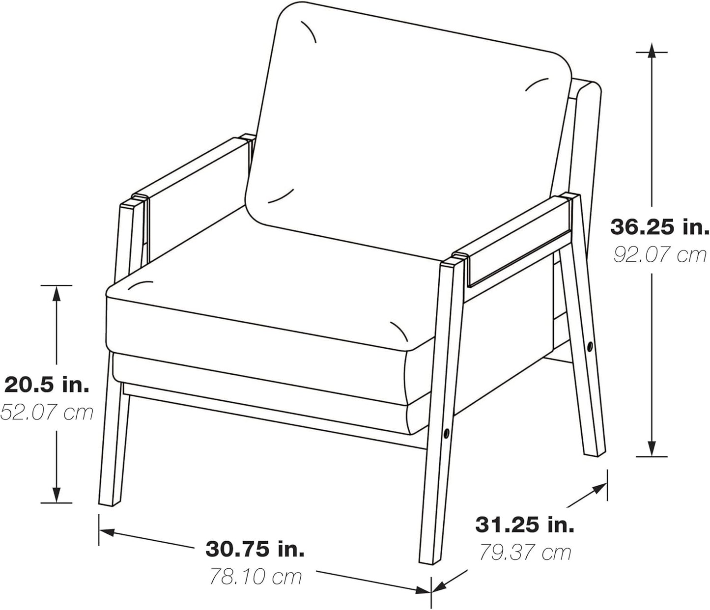 OSP Home Furnishings Amari Relaxed Modern Accent Chair, Navy Fabric with Antique White Wood Frame