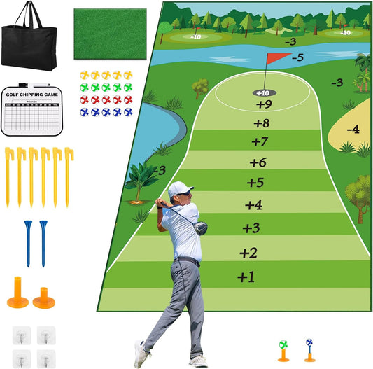 Golf Chipping Game 6x4 Ft Battle Royale Golf Game Indoor Outdoor Golf Game Set Game Mats Velcro Golf Chipping Game