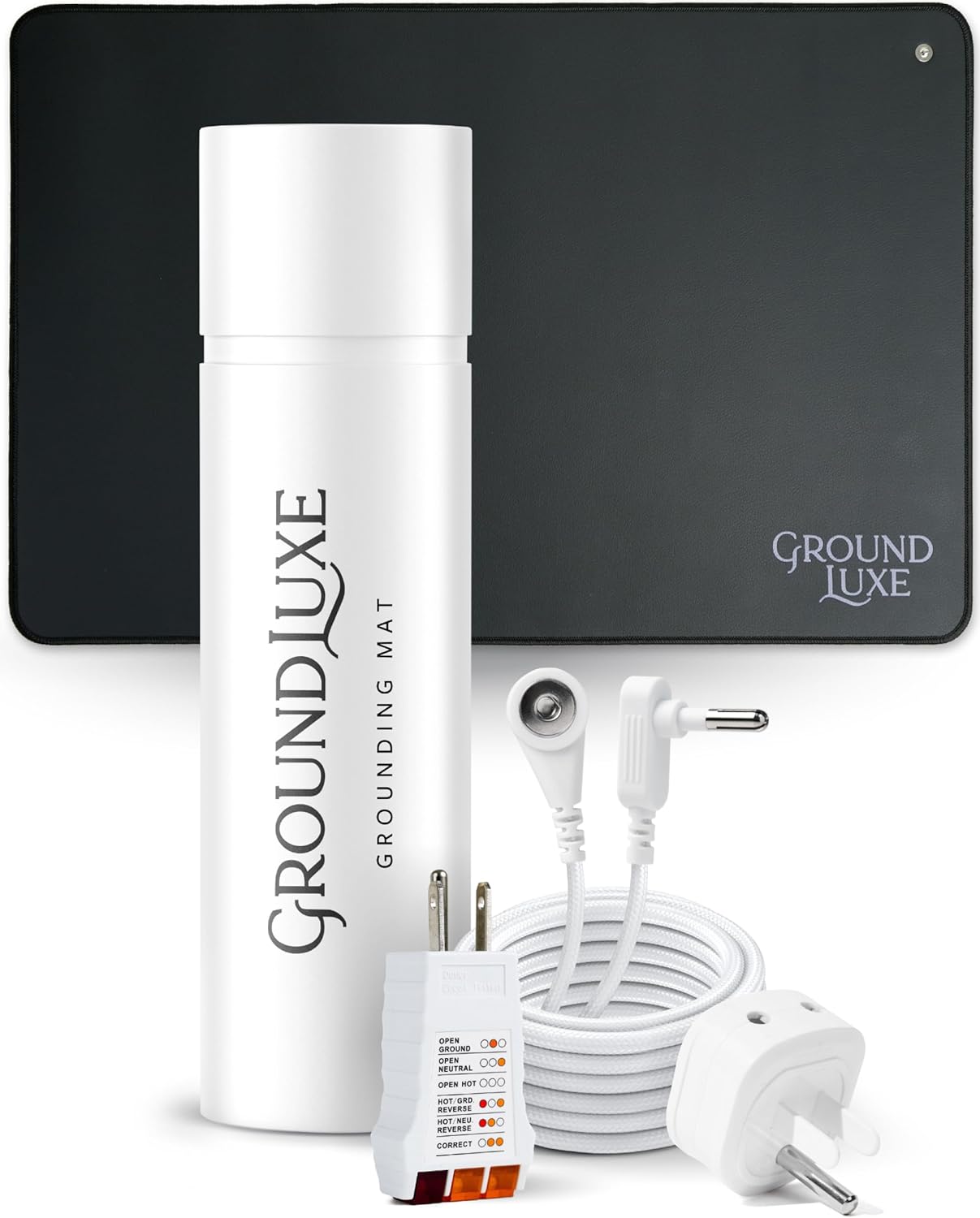 GroundLuxe Earthing Mat for Feet- Universal Grounding Mat w/ 15 Foot grounding Cord, Tester and Adaptor- Grounded Pad to Connect to The Earth