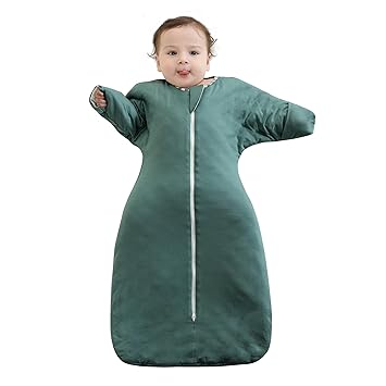 PuppyPaws Baby Sleep Sack 1.5 TOG, Transitional Swaddle with Arms Up Length Sleeves and Mitten Cuffs, Sleep Sack 6-9 Months, Wearable Blanket Baby, 95% Rayon derived from Bamboo, 5% Spandex