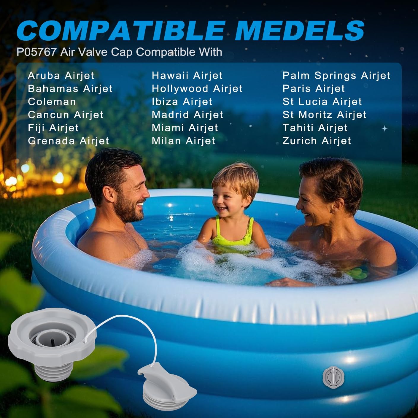P05767 Air Valve Cap Compatible with Coleman Bahamas Airjet Saluspa Lay Z Spa Inflatable Hot Tub Replacement Parts Replacement One Way Air Valve Cap