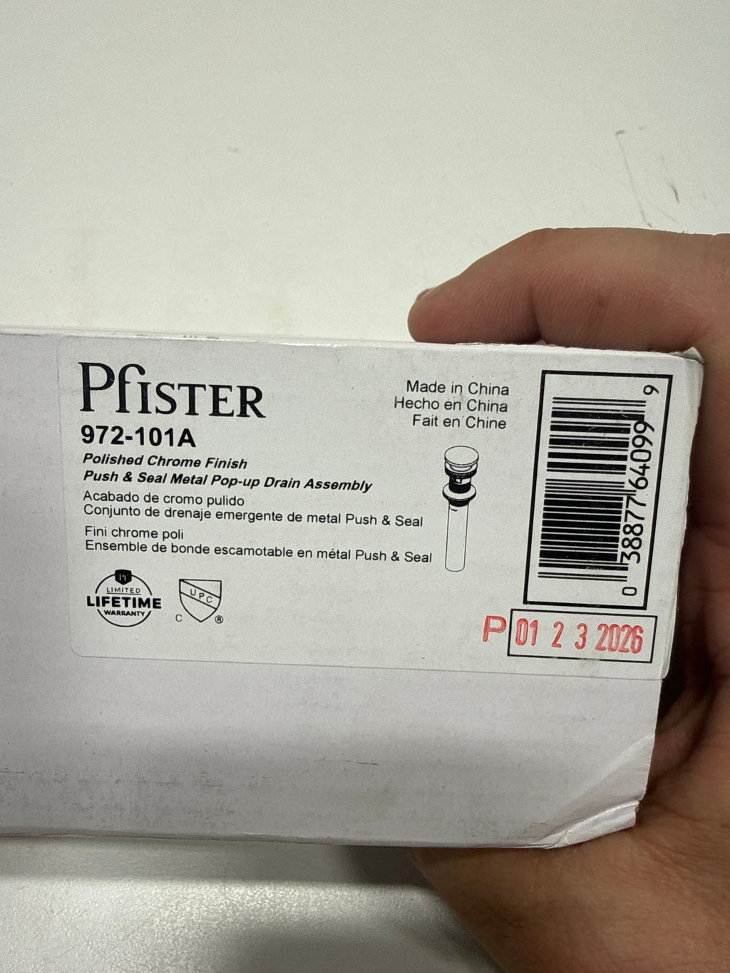 Pfister 972-101 General Drain Assembly Polished Chrome Sink Accessories and Parts Bathroom Sink Parts Drain Assemblies