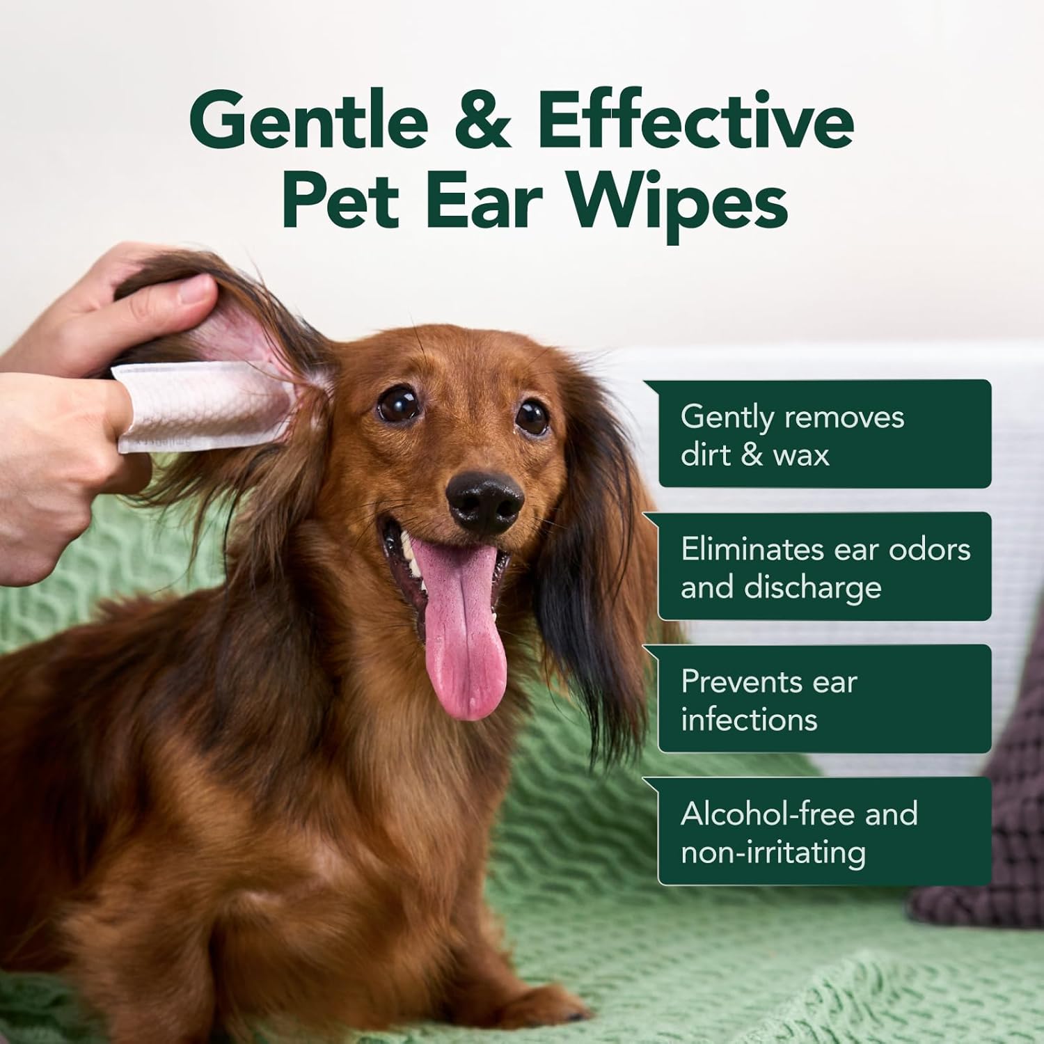 SmileDenX Dog Ear Cleaner Wipes - Dog Ear Infection Treatment Fast Relief from Ear Itching and Inflammation Cat Ear