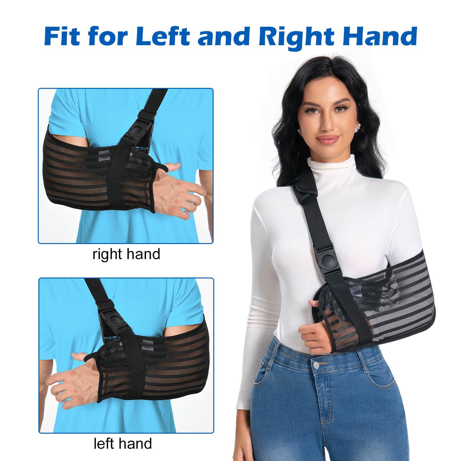 Black Arm Sling for Broken Arm Torn Rotator Cuff Shoulder Elbow Wrist Injury Mesh Adults Support Brace for Men