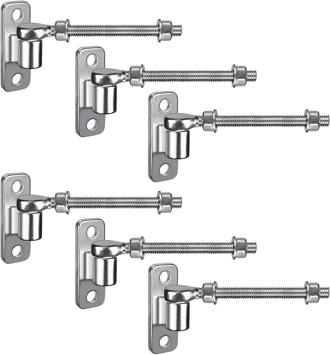 Cast Gate Hinges, Heavy Duty Gate Hinge for Wood Fence, 304 Stainless Steel Gate Hinges Heavy Duty, One Piece with Non-Weld Wood Gate Hinges, 8''J Bolt Gate Hinge for Farm Gate, 6Pack