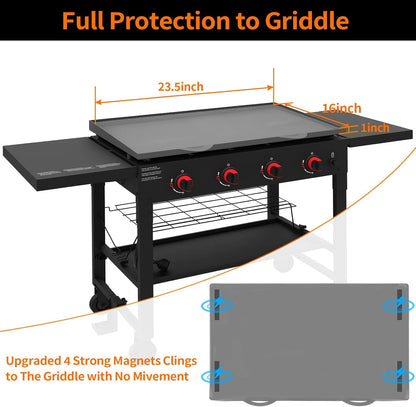 Griddle Mat Tight Magnetic Fit Silicone Griddle Mat 22 Inch Griddle Mat for Blackstone Grill with Handle Silicone Grill Mat BPA Free(Gray)