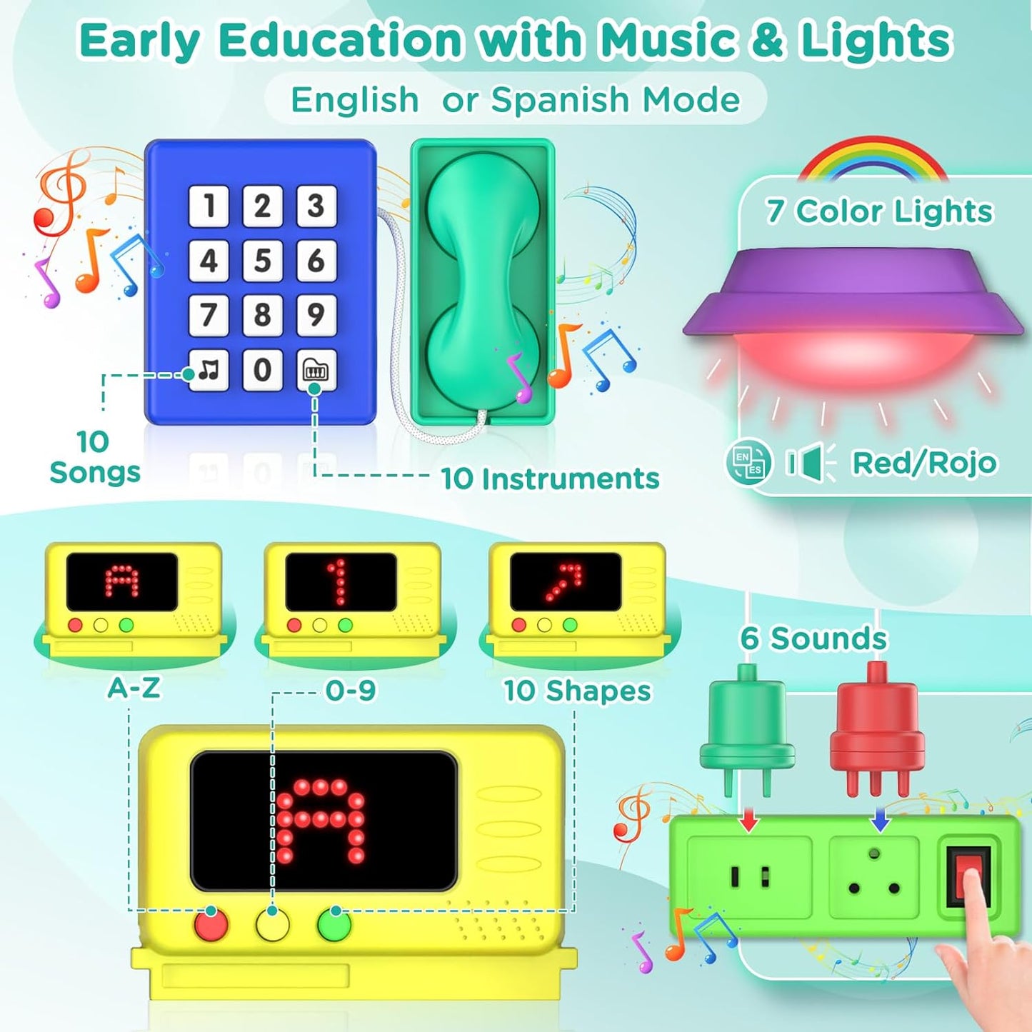 Montessori Toys for 1-2 Year Old Boy Girl, Bilingual Busy Board for Toddlers 1-3, Educational Toddlers Toys for Ages 0-2