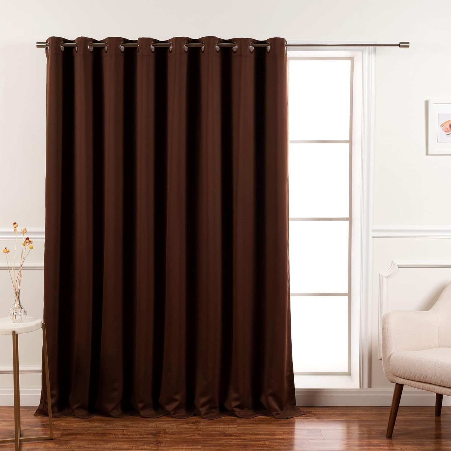 Best Home Fashion Premium Flame Retardant Thermal Insulated Fire Retardant Blackout Curtain - Antique Bronze Grommet Top - Choco - 100" W x 84" L - (1 Panel)
