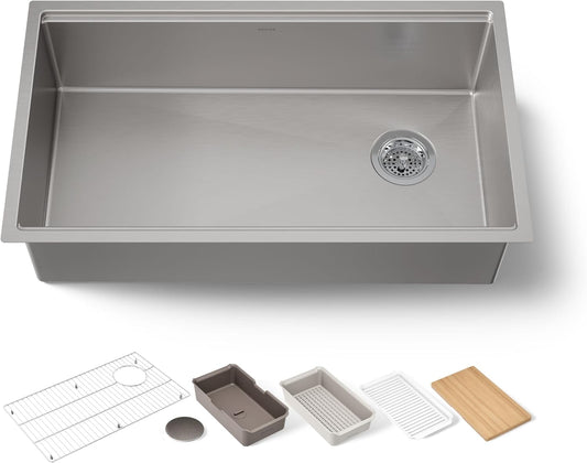 Scratch & Dent Kohler 33662-PC-NA Strive® 32" undermount single-bowl workstation kitchen sink, Stainless Steel