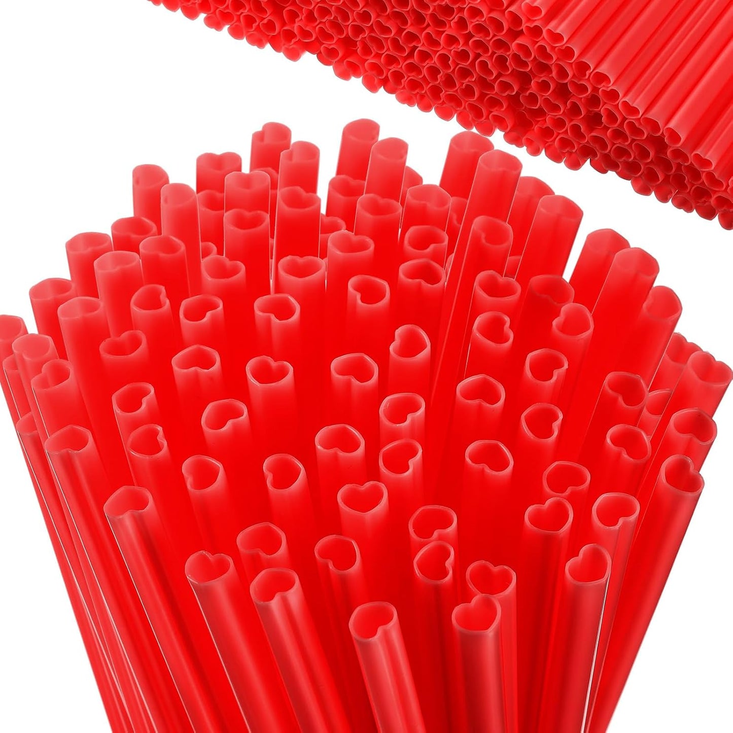 Zubebe Mother's Day Heart Shaped Plastic Drinking Straws Plastic Disposable Straw Reusable Plastic Straws for Birthday Party Decorations Bridal Shower Wedding Graduations Supplies(Red, 1000 Pcs)