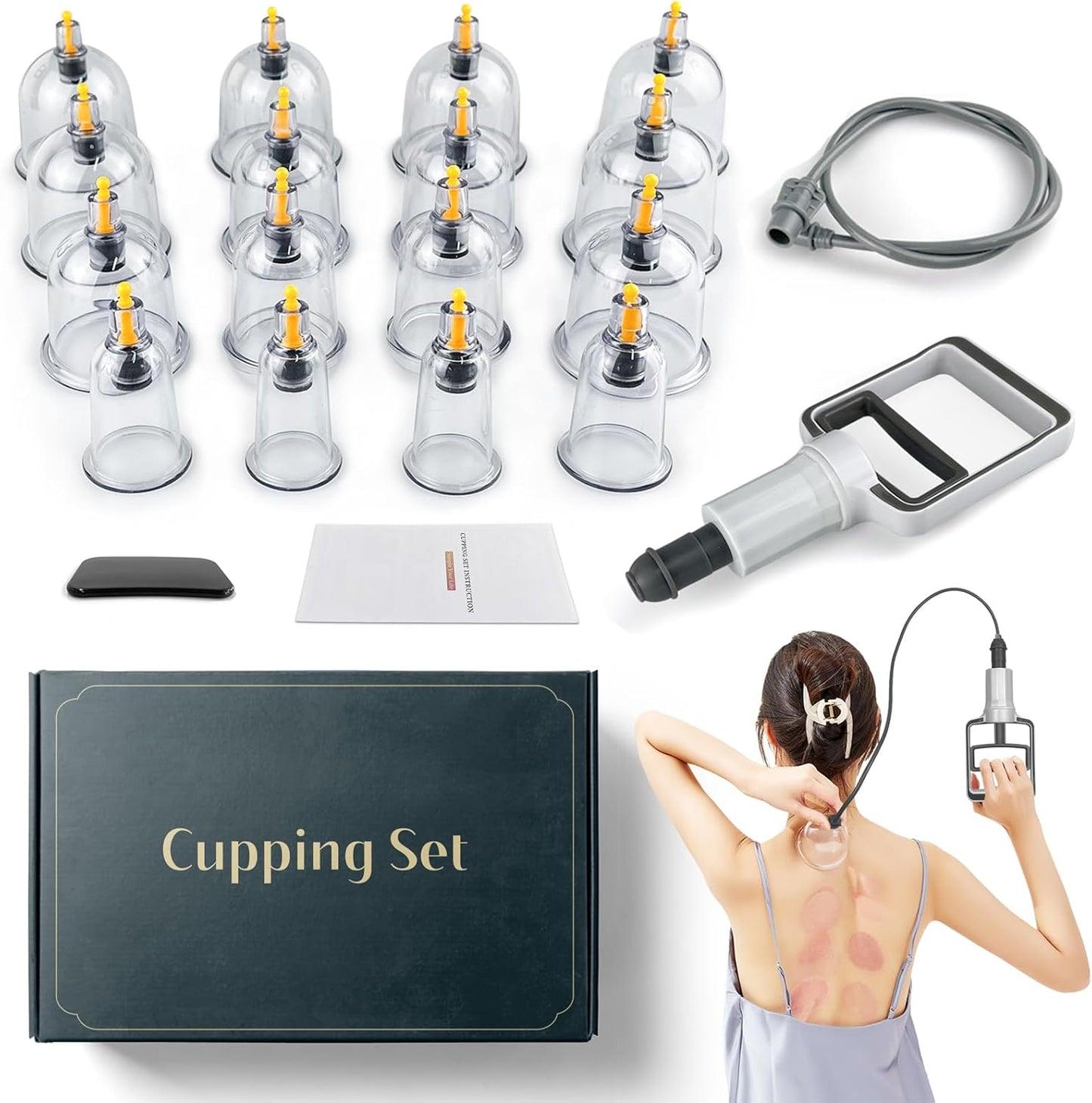 Cupping Kit for Massage Therapy 16 Cups - Cupping Set Massage Therapy Cups for Pain Relief