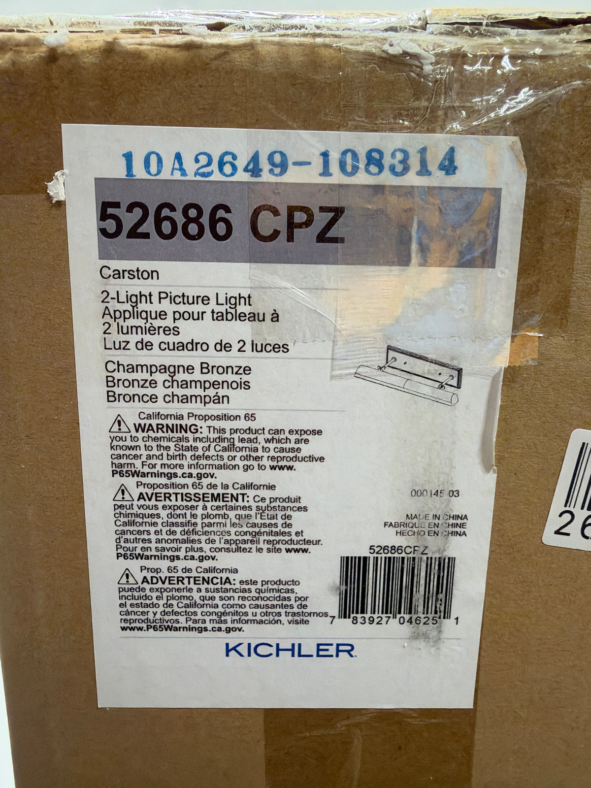 Kichler 52686 Carston 2 Light 25" Wide Picture Light Champagne Bronze Indoor Lighting Picture Lights