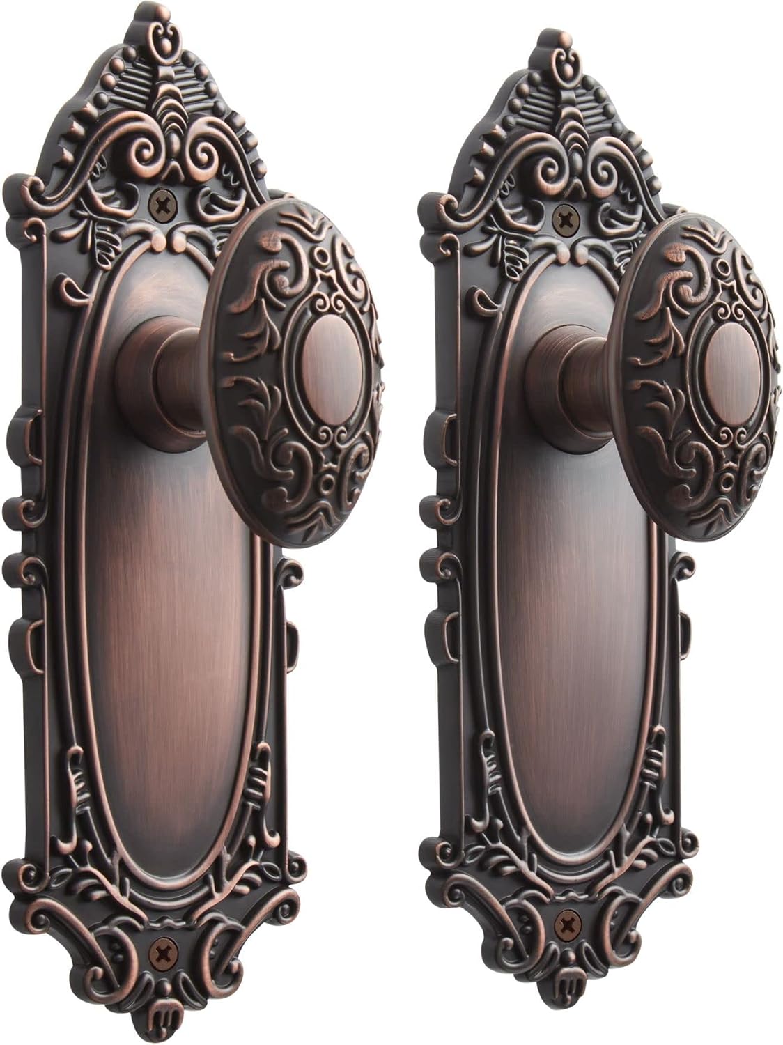 Signature Hardware 480937 Valma Solid Brass Passage Door Knob Set with Adjustable 2-3/8’’ or 2-3/4’’ Backset - Brushed