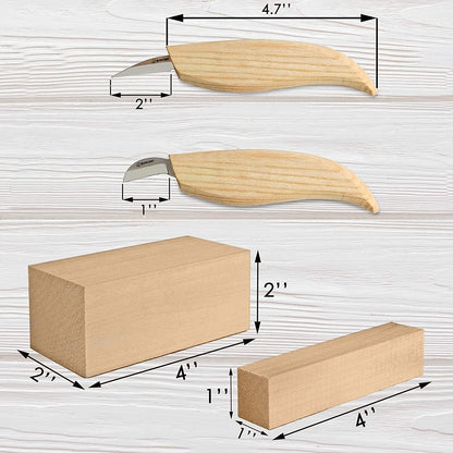 BeaverCraft Wood Carving Kit S16 Wood Whittling Kit for Beginners Kids Wood Carving Set - Whittling knife, Chip Wood Carving Knife, Basswood Carving Blocks Wood for Carving Knives Whittling Tools