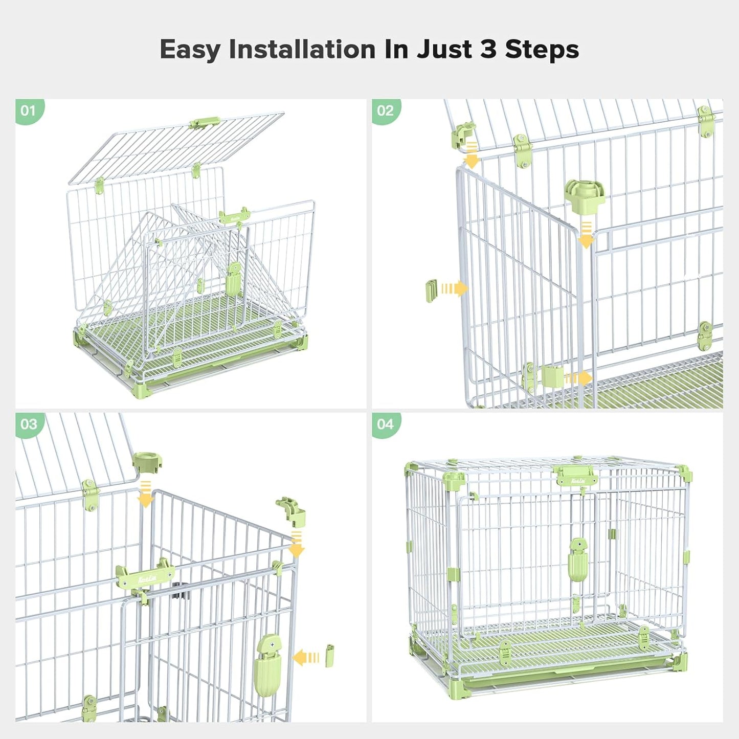 24" Dog Crate for Small Dog, Portable Kennel Indoor Dog Crate (5-30lbs), Double-Door, Collapsible Metal Wire Puppy Crate, Includes Divider Panel&Tray, Foldable Travel Dog Crate for Small Pets&Animals