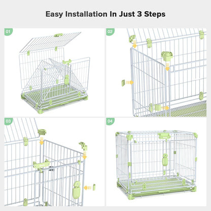 24" Dog Crate for Small Dog, Portable Kennel Indoor Dog Crate (5-30lbs), Double-Door, Collapsible Metal Wire Puppy Crate, Includes Divider Panel&Tray, Foldable Travel Dog Crate for Small Pets&Animals