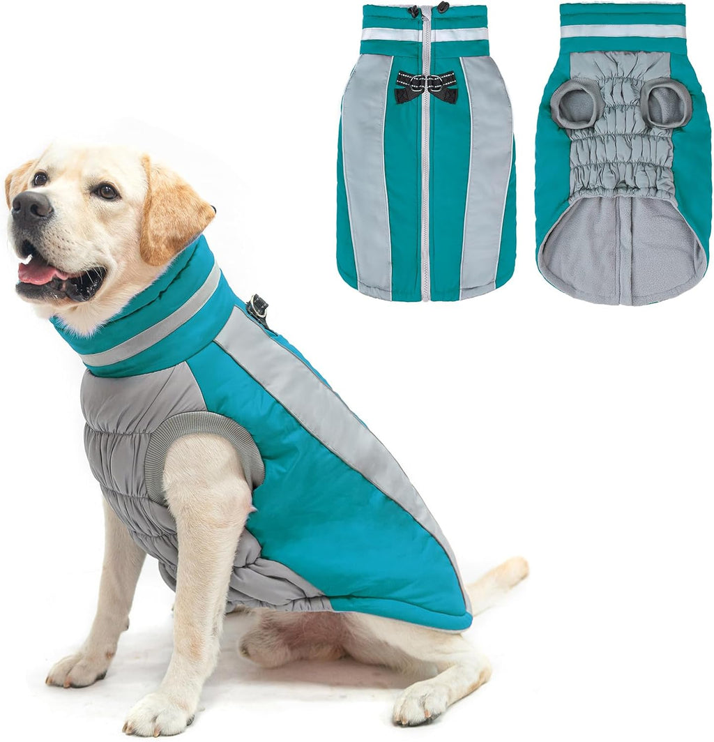 BEAUTYZOO Warm Dog Winter Coat with Harness Waterproof Dog Jackets for Small Medium Large Dogs,Windproof Reflective Dog