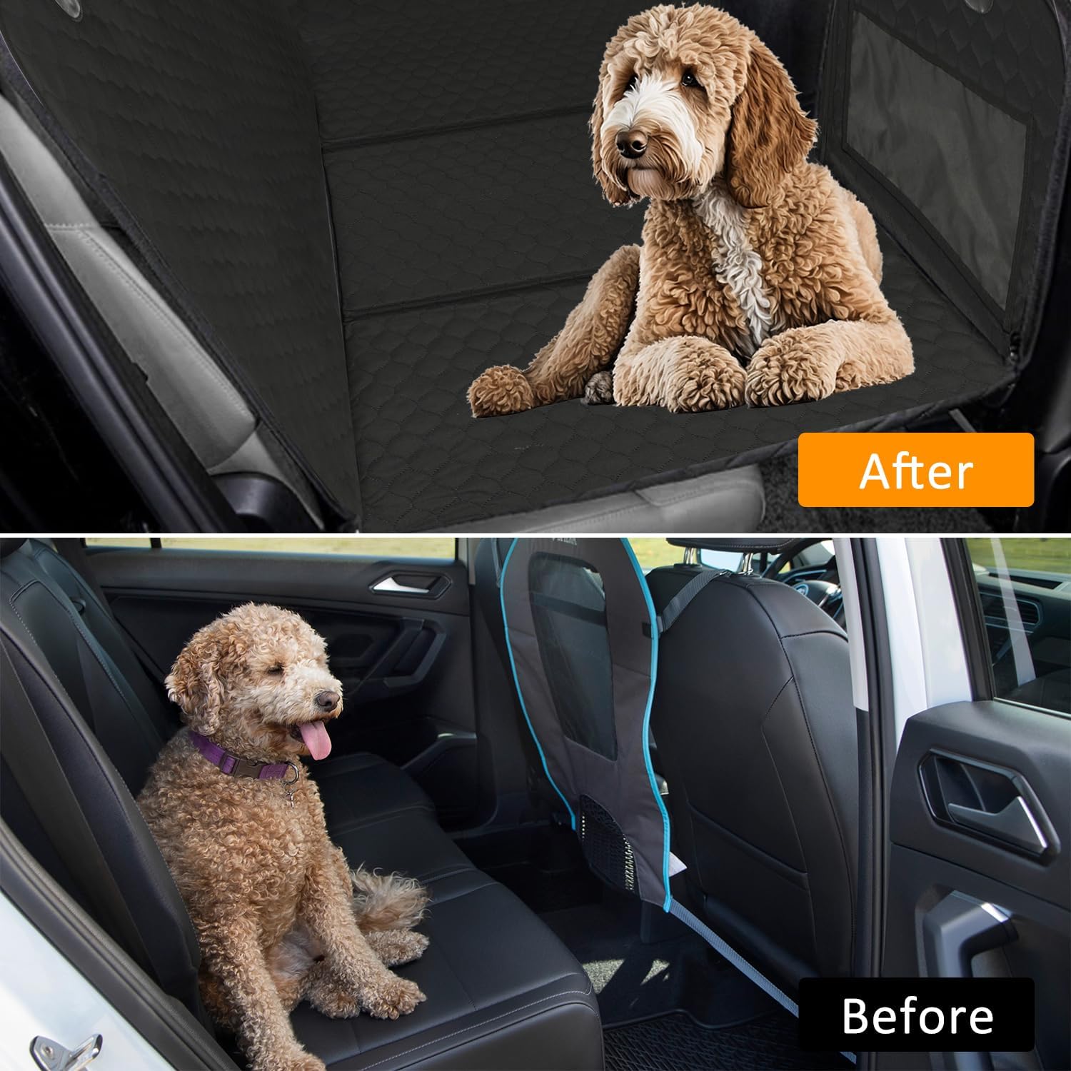 ROCCS Dog Seat Cover for Back Seat with Hard Botton Holds 450lbs,Universal Car Truck Back Seat Extender for Dogs Travle