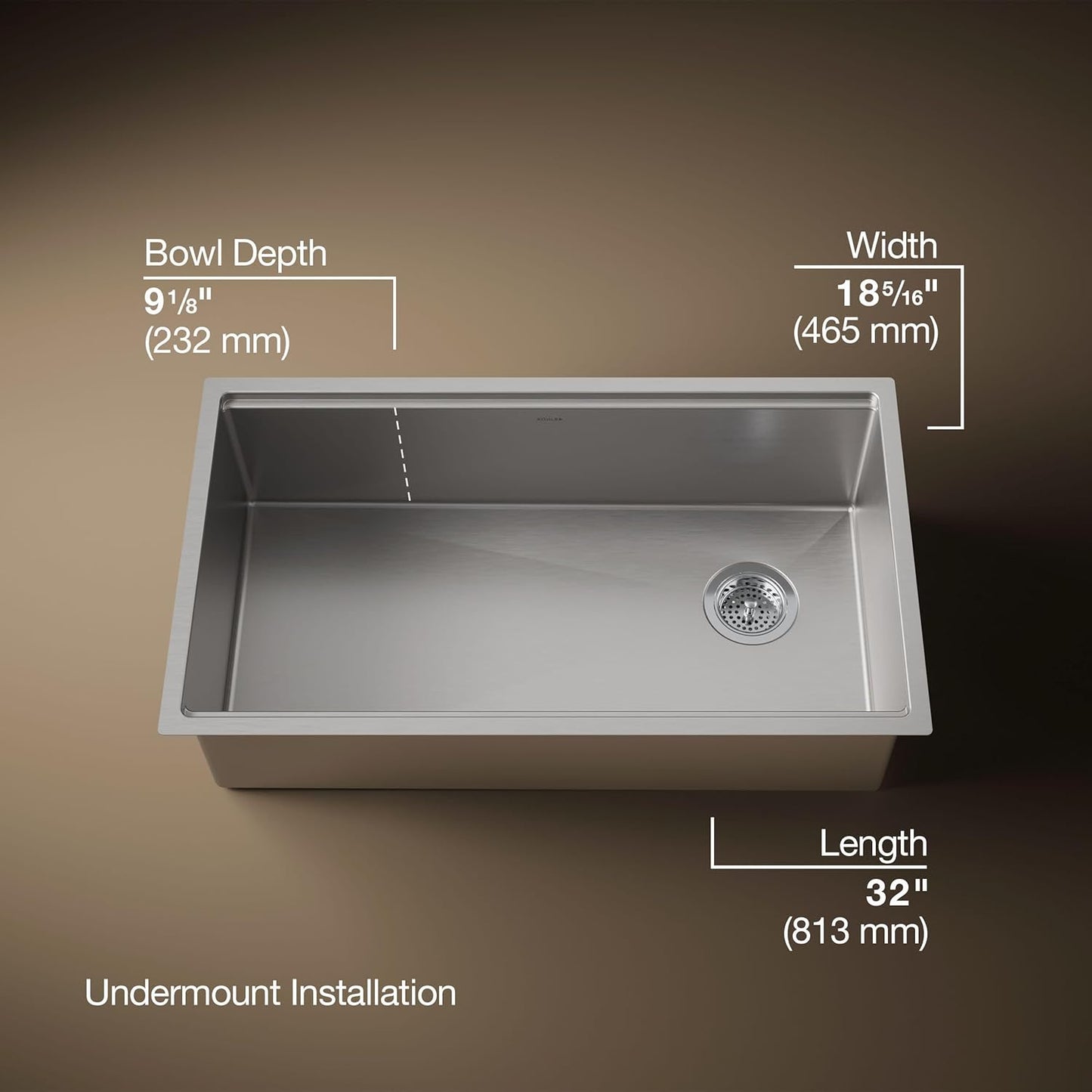 Scratch & Dent Kohler 33662-PC-NA Strive® 32" undermount single-bowl workstation kitchen sink, Stainless Steel