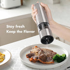 Electric Salt and Pepper Grinder Set Shakers Mill Automatic Grinders Battery Operated with Spoon for Kitchen Gift