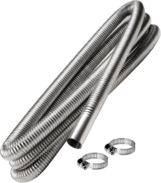 KXKZREN Stainless Steel Exhaust Pipe 24.5mm Inner Diameter Exhaust Extension Tube for Air Diesel Parking Heater, Fit to 24mm Thru Hull Exhaust Tube, Length 118"