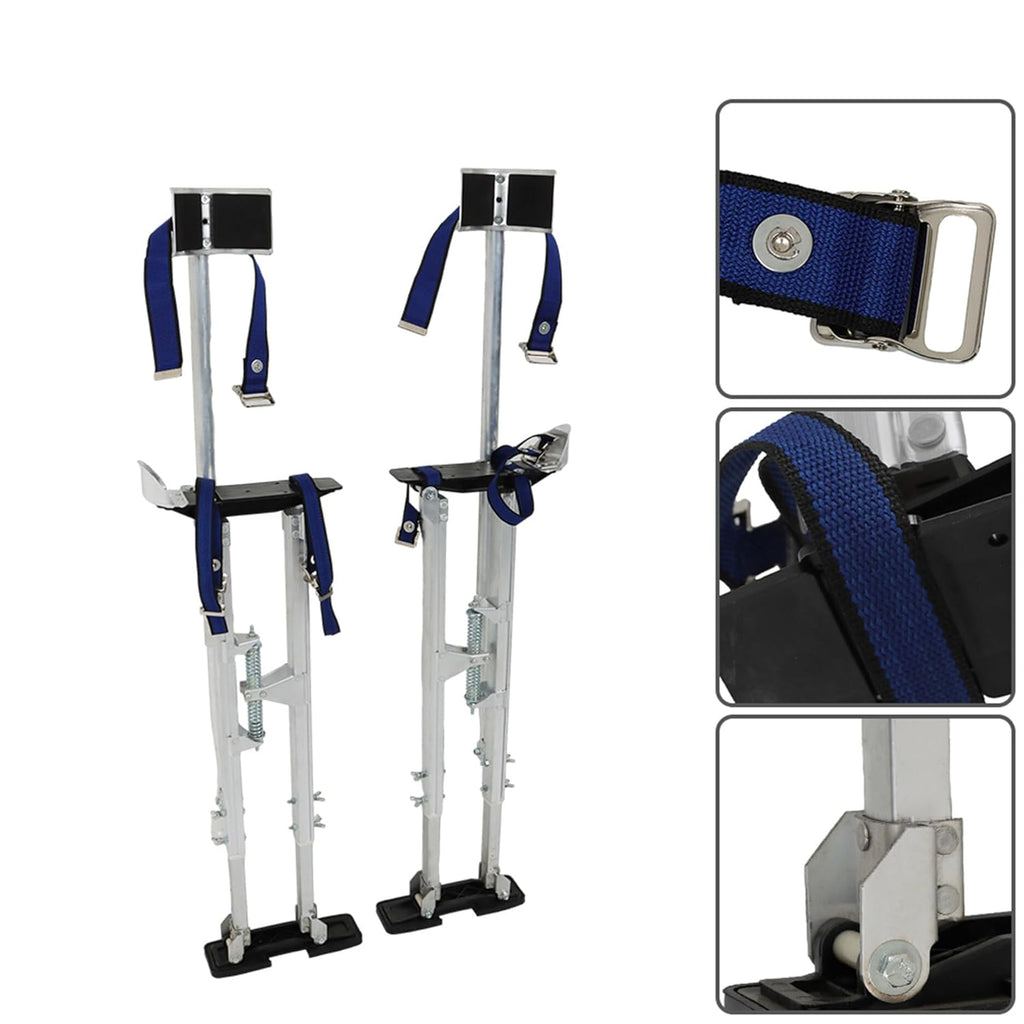 Adjustable Drywall Stilts 36-48 Inch Aluminum Alloy Stilts for Painting or Cleaning Silver - *Commercial